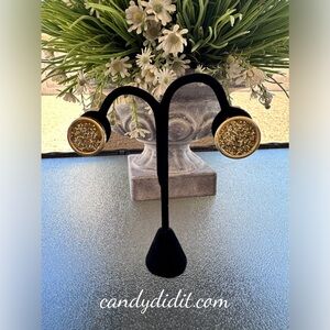 Beautiful Candy Did It!  Gold Rush Glitter Button Post  Earrings